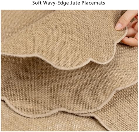 Noctiflorous Round Burlap Placemats Set of 12 Jute Rustic Place Mats for Dining Table Heat Resistant Natural Farmhouse Table Mats Decor (Wave Rim) - Image 3