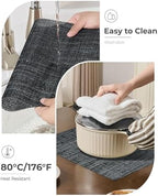 Leetaltree Black and Grey Woven Placemats Set of 24 - Heat Resistant Non-Slip Place mats for Dining Table, Washable Durable PVC Vinyl Woven Table Mats(Black & Grey, 24) - Image 6
