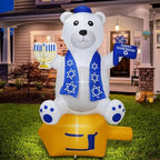6 Foot Hanukkah Inflatables Outdoor Decorations Bear Holding a Star of David and Menorah with Built-in LED Lights, Blow up Hanukkah Decorations Outside Chanukah Decorations for Yard Garden Home Party by Mosoan
