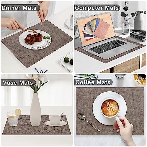 Homaxy PU Faux Leather Placemats for Dining Table, Set of 12, Dark Brown - Image 6