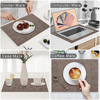 Homaxy PU Faux Leather Placemats for Dining Table, Set of 8, Dark Brown - Image 6
