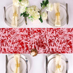 Snowkingdom Red Sparkly Table Runner Glitter Sequin Glitter Metallic Foil Mesh Lace 11 Inch x 49 Feet Long Roll Centerpieces Decorations for Wedding Anniversary Mother's Day Valentine Party Birthday - Image 4