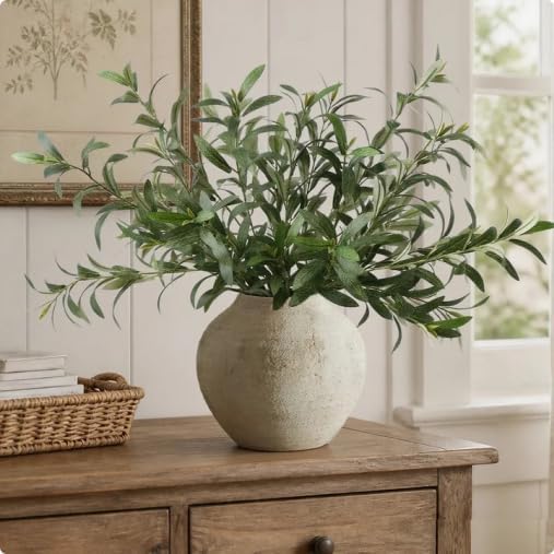 Leftover 5 Pcs 33.4'' Faux Olive Branches for Vase Realistic,Tall Faux Greenery for Vase,Fake Plants,Eucalyptus Stems,Faux Stems for Centerpieces Decoration,Home Decor,Table Decor(No Olive Fruit) by LEFTOVER