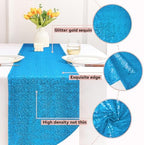 Sugargirl 10 Packs 12 x 72 inches Sequin Table Runner, Glitter Turquoise Table Runner for Birthday Party Supplies Wedding Holiday Celebration Event Decorations - Image 4