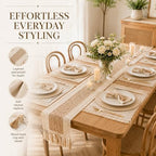 6 Sets Boho Table Runner Placemats Napkins Rings for Dining Table Decor - Image 3