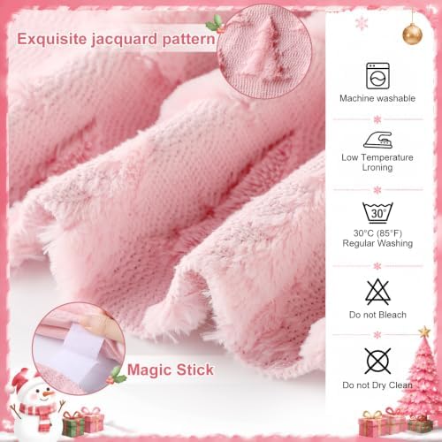Civaner 48in Pink Tree Christmas Tree Skirt Faux Fur - Image 3