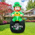 6FT Tall St. Patricks Day Inflatables Leprechaun Holding Lucky Shamrock Sitting on the Pot of Gold Built-in LED Lights for St. Patricks Day Decorations Outdoor by Favehome