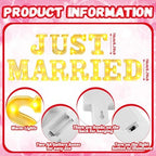 Aurelema 11 Pcs Just Married Wedding Decorations LED Letter Lights Sign - Image 3
