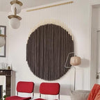 Macrame Wall Hanging Brown Geometric Art Beaded HandmadeTassel 39"W*45"L - Image 3
