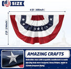 4 Pack American Pleated Fan Flag 2x4 Ft Patriotic Bunting – Embroidered Stars & Sewn Stripes USA Flag for 4th of July Outdoor Porch Fence Garden with Canvas Header & Brass Grommets - Image 2