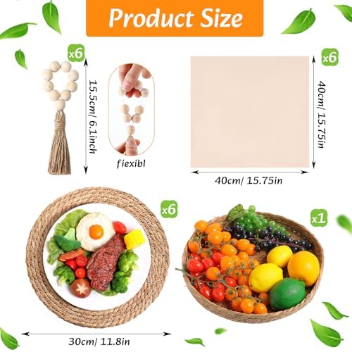 6 Sets Dining Table Decoration Boho Placemat, Khaki, 12x72 - Image 2