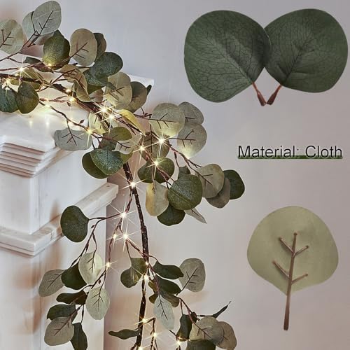 Birchlitland Decorative Garland Lights 6FT 96 LED Fairy Lights, Lighted Eucalyptus Twig Garlands with Timer Battery Operated for Bedroom Stairs Party and Holiday Decor Indoor Outdoor - Image 3