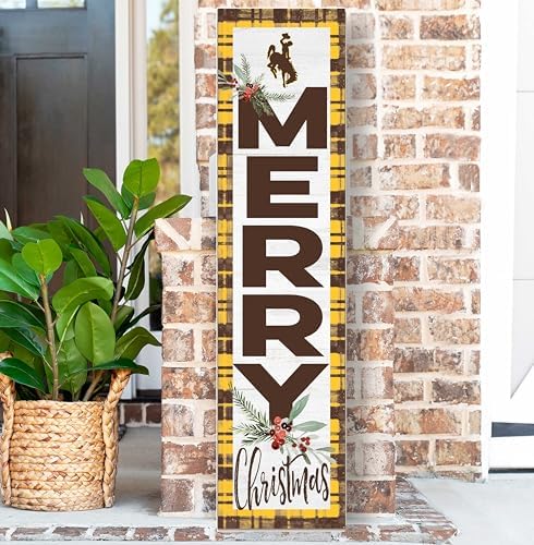 KH Sports Fan Wyoming Cowboys 12"x48" Merry Christmas Sign - Image 2