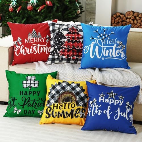 Mindsoft 20 Pcs Holiday Pillow Covers 18 x 18 Easter Pillow Cover Spring Summer 250th Anniversary Pillowcase Decorative Seasonal Cushion Case for Farmhouse Home Sofa(Festival) - Image 5