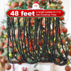 48Ft Christmas Wood Bead Garland Rustic Holiday Decor for Tree (Black) - Image 5