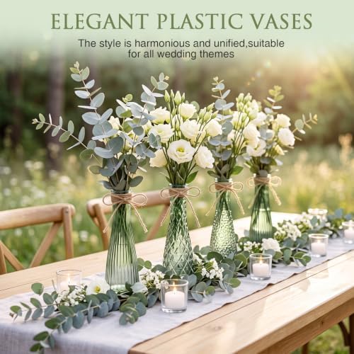 Set of 12 Sage Green Glass Bud Vases for Centerpiece, Assorted - Image 5