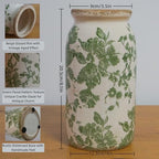 Vintage Green Floral Ceramic Vase, 8 Inch Crackle Glaze Rustic Handmade Vase, Decorative Pottery for Fresh or Dried Flowers, Farmhouse Cottage Modern Rustic Decor - Image 2