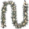 Valery Madelyn 9 Ft Christmas Garland with Lights for Mantle White Gold by ValeryMadelyn