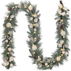 Valery Madelyn 9 Ft Christmas Garland with Lights for Mantle White Gold by ValeryMadelyn