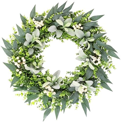 26" Artificial Eucalyptus Wreath for Front Door by DUZYXI