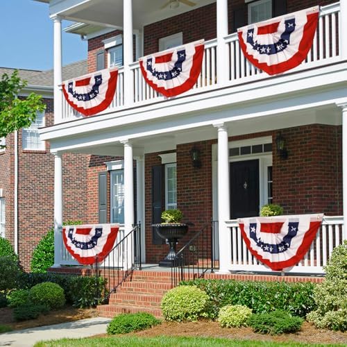 1.5x3Ft 4th of July Decorations Patriotic Decorations Outdoor USA Pleated Fan Bunting Stars and Stripes Banner Fourth of July Veterans Labor Memorial Day Red White and Blue Decor 6Pack - Image 4