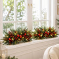 Yalikop 2 Pcs 24.5 Inch Christmas Swags with Light, Ball and Berry by Yalikop