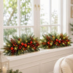 Yalikop 2 Pcs 24.5 Inch Christmas Swags with Light, Ball and Berry by Yalikop