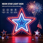 4th of July Patriotic Decorations Red White and Blue Memorial Day Decor Star Neon Sign 12.2 In Acrylic Star Lights for Independence Day Fourth of July Decor for Home Holiday Decor - Image 4