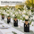 TBWIND Vintage Glass Flower Vase, 12PCS Farmhouse Black Mason Jar Vases - Image 4