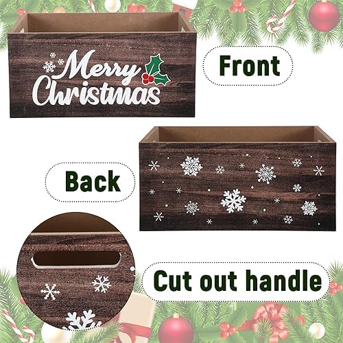Namalu Christmas Hot Cocoa Bar Decor 11x8x5 in Wooden Storage Box, Wood - Image 3