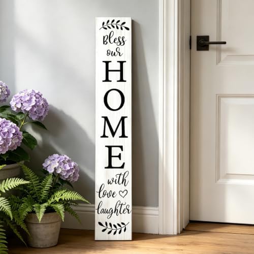 Welcome Sign for Front Door Porch, Bless Our Home Signs 47" - Image 5