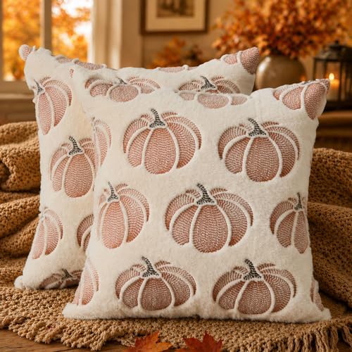 DFXSZ Fall Pillow Covers 26x26 Beige Pumpkin Plush Autumn Home Decor 093A26 by DFXSZ