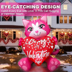 4FT Valentine's Day Inflatables Cute Pink Cat with Heart Decorations Built-in LED Lighted Blow Up Decor Indoor Outdoor Holiday Art Decor Romantic Gift for Anniversary Wedding Party - Image 4