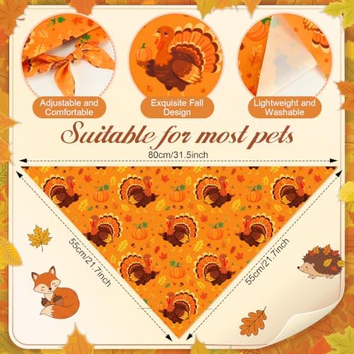 Abbylike 50 Pcs Thanksgiving Dog Bandanas Bulk, Pumpkin Turkey Leaves - Image 3