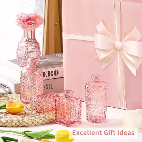 Glass Bud Vases in Bulk Set of 30 Pcs,Small Glass Vases for Flowers as Wedding Centerpieces for Tables,Clear Flower Vases Suitble for Wedding Decorations,Home Decor (Light Pink, 30 pcs) - Image 2