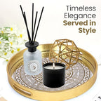 HOME ARCHIVE Round Serving Tray with with Handles Antique Look & Stylish Design Decorative Trays for Kitchen Round Ottoman Tray for Dinning Living Room & Home Decor Pack of 2 (Gold) - Image 3