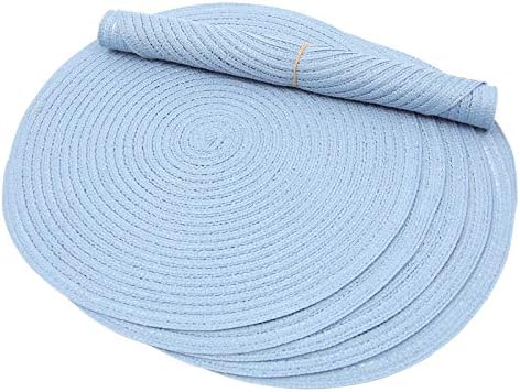 SHACOS Round Braided Placemats Set of 8 Washable 15 inch Round Non Slip Table Place Mats for Dining Tables Wedding Party Decor (Light Blue, 8) - Image 6