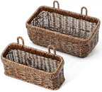 AceList Wall Hanging Basket, Boho Style Hand-Woven Hanging Storage Baskets - Set of 2, Ideal for Boho Room Decor, Kitchen, Garden, and Living Room(Brown) by AceList