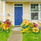 3-Pack Metal Flowers for Outside, 30-Inch Metal Yard Art - Image 2
