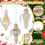 6 Mercury Glass Finial Christmas Ornament 5.7" Hanging, Neutral - Image 2