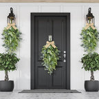 22" Eucalyptus Wreaths for Front Door 4 PCS Greenery Teardrop Swag Spring Summer Wreath with Eucalyptus Olives Leaves Mixed Berry for Farmhouse Home Porch Wall Window Festival Wedding Decor - Image 4