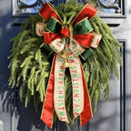 24 Inch Norfolk Pine Wreath with Large Merry Christmas Bow – Real Touch Norfolk Pine Winter Holiday Green Wreath for Front Door, Weatherproof Outdoor Porch Decoration, Includes Storage Bag - Image 5