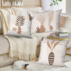 Abstract Bohemian Pillow Covers 26"x26" Set of 4, Modern Aesthetic Plant Leaves Pillow Cases for Sofa Chair Couch Bed Office Garden Patio Farmhouse Indoor Outdoor Decorative - Image 4