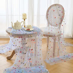 BINBE 6pcs Daisy Spring Table Runner Embroidery Gauze 10FT Florals Seasonal Tulle Holiday Birthday Kitchen Dining Table Decor for Home Party Blue - Image 5