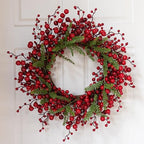 J'FLORU Artificial Christmas Wreath 20 Inch Chirstmas Wreaths for Front Door Red Berry Wreath with Pine Needles for Porch Fireplace Xmas Winter Holidays - Image 2