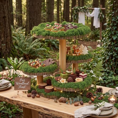 Wenqik 4 Tier Wooden Wedding Cupcake Stand Dessert Display, Offset Tiered - Image 4