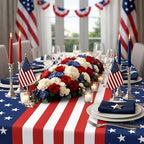 Frienda 2 Pcs Veterans Day Tablecloth 6ft Patriotic Stretch Table Covers - Image 6