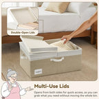 GRANNY SAYS Extra Large Storage Bins with Lids, Closet Bins, White&Khaki - Image 5