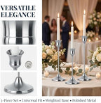 Silver Taper Candle Holders 4 Sets(12 Pcs) - Tall Metal Candlestick Holders for Table Centerpiece, Formal Dinner, Wedding, Fireplace Mantel Decor, Fits 3/4 Inch Thick Candles - Image 4