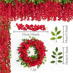 U'Artlines 10Pcs 7.2 Ft/Piece Artificial Wisteria Garland Red - Image 5